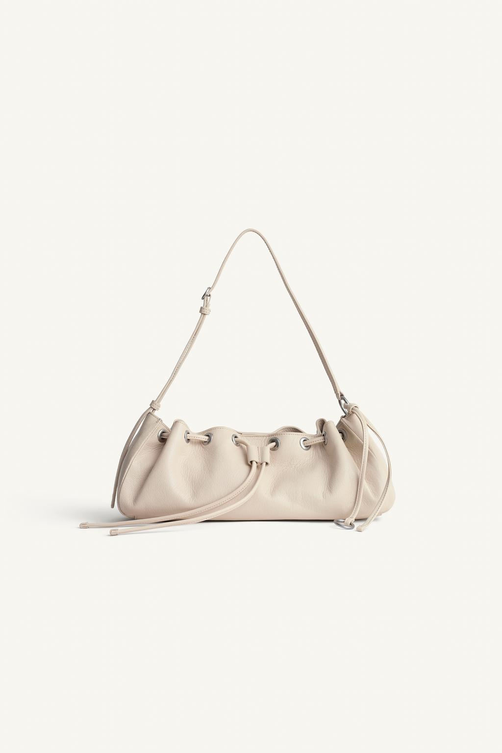 Leather baguette shoulder bag
