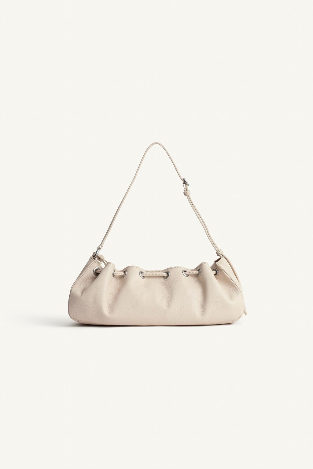 Leather baguette shoulder bag