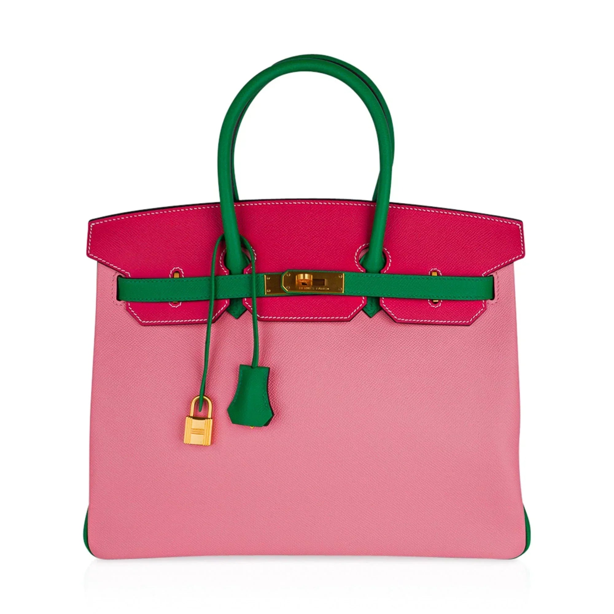 👜Birkin 35 HSS Bag Rose Confetti/Rose Tyrien/Bamboo Brushed Gold Hardware