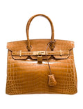 👜Birkin Shiny Niloticus Crocodile Cowhide Leather Gold Hardware