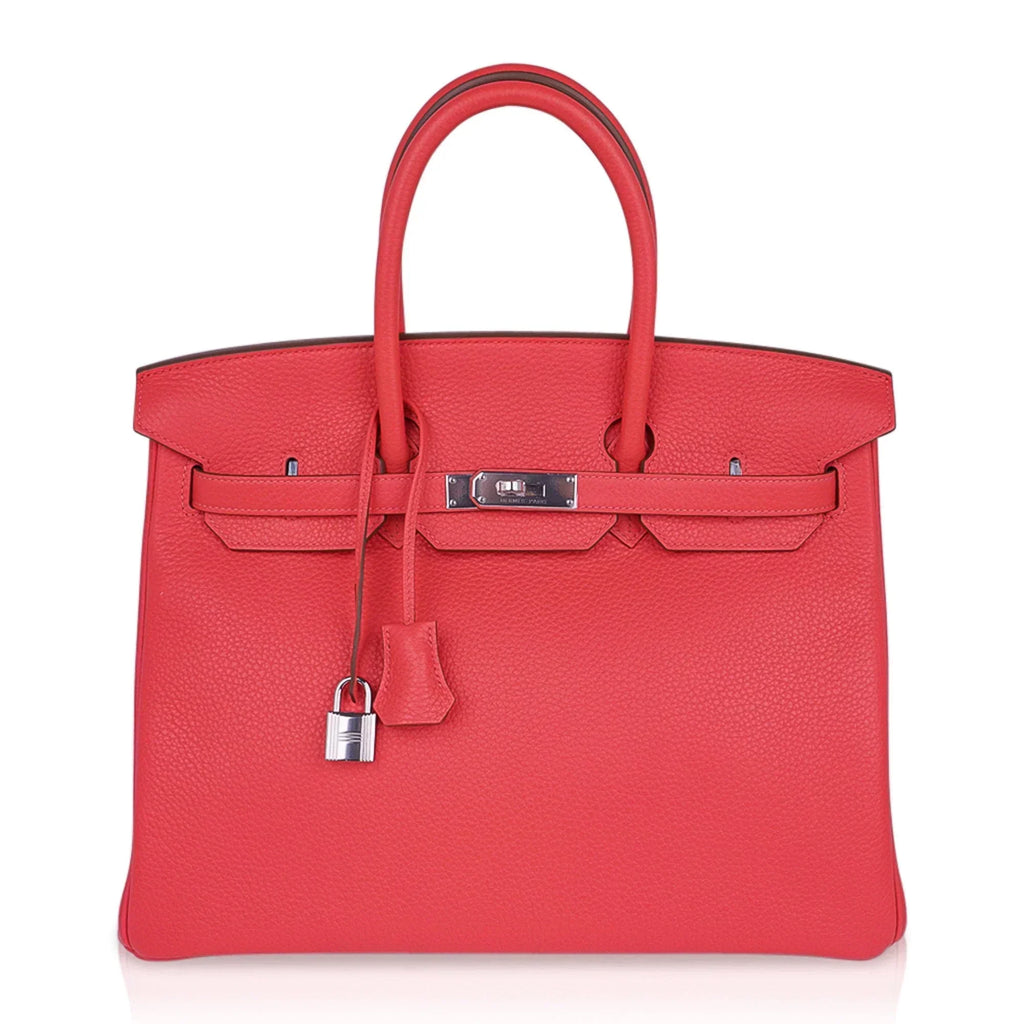 👜Birkin 35 Bag Rose Jaipur Clemence Leather with Palladium Hardware