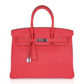 👜Birkin 35 Bag Rose Jaipur Clemence Leather with Palladium Hardware
