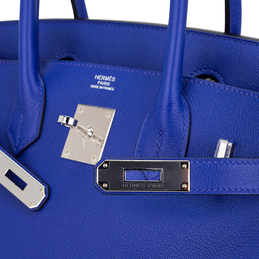 👜Birkin 30 Bag Blue Electric Novillo Leather with Palladium Hardware