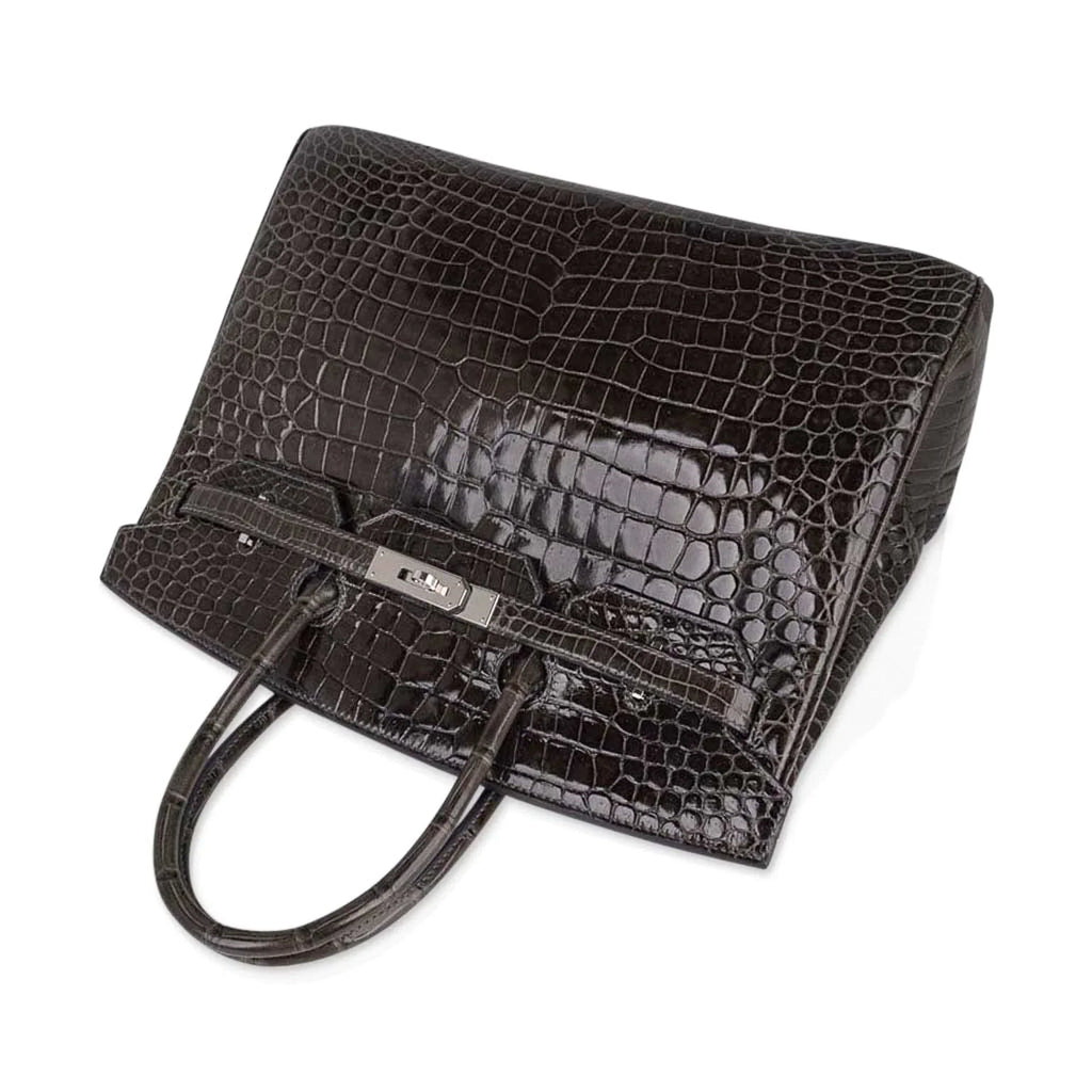 👜Special Order HSS Birkin 35 Bag Gris Fonce Porosus Crocodile with Palladium Hardware