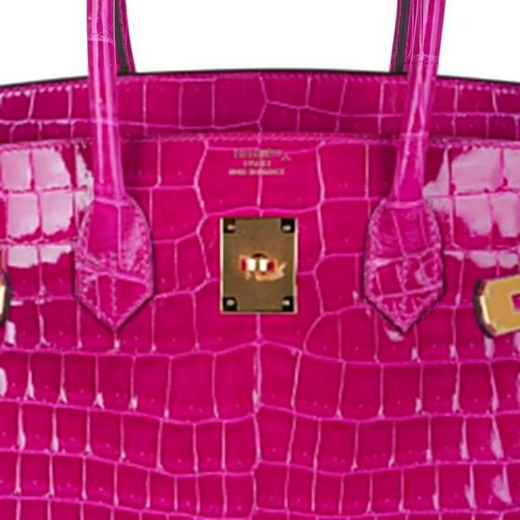 👜Birkin 35 Rose Scheherazade Porosus Crocodile Bag Gold Hardware
