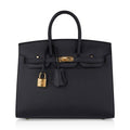 👜Birkin Sellier 25 Black Gold Hardware Epsom Leather New w/Box