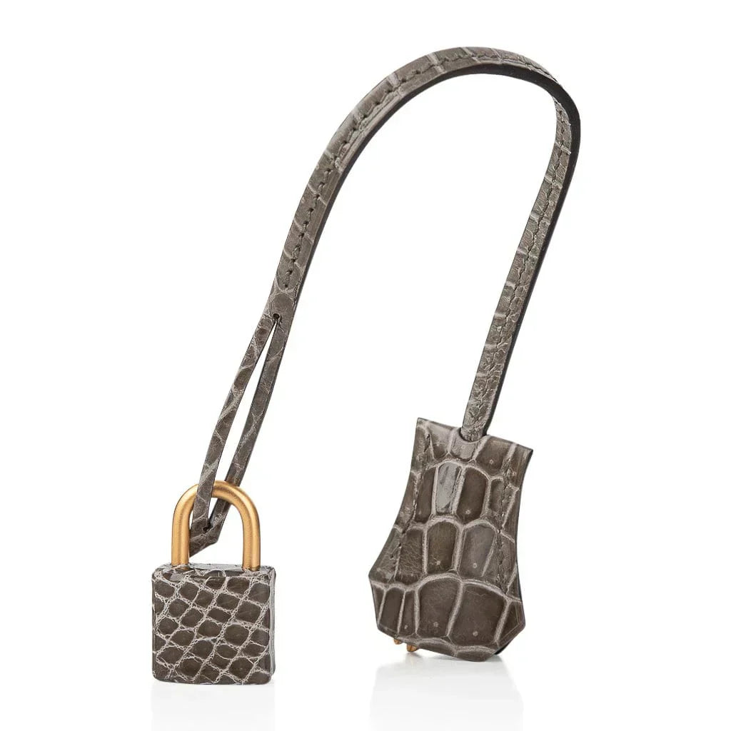 👜Birkin HSS 30 Bag Gris Tourterelle / Blue Sapphire Porosus Crocodile Limited Edition