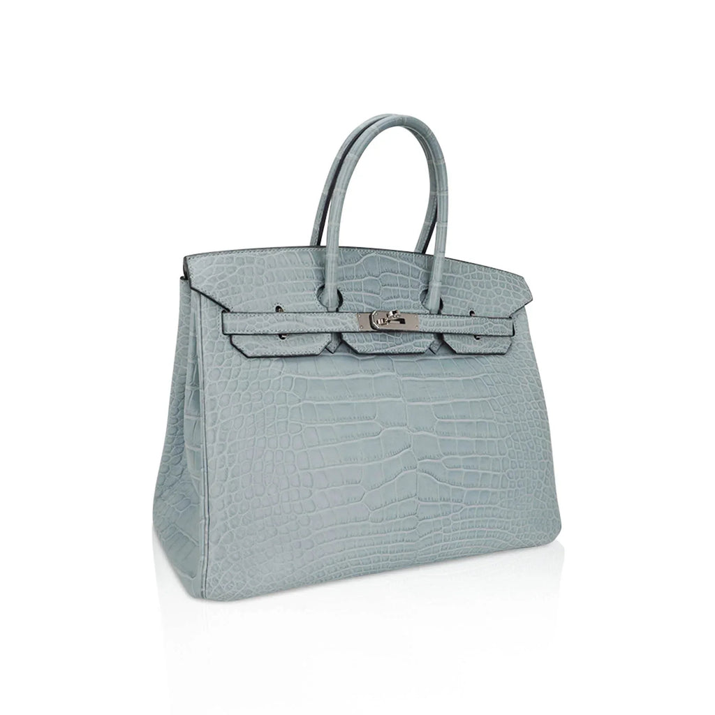👜Limited Edition Birkin 35 Bag Ciel Matte Alligator with Palladium Hardware