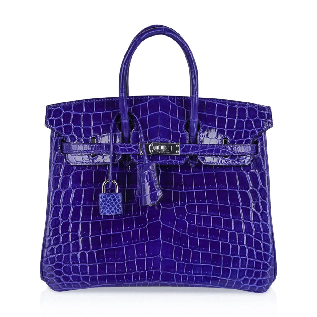 👜Birkin 25 Bag Blue Electric Crocodile Vivid Jewel Palladium Hardware
