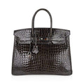 👜Special Order HSS Birkin 35 Bag Gris Fonce Porosus Crocodile with Palladium Hardware