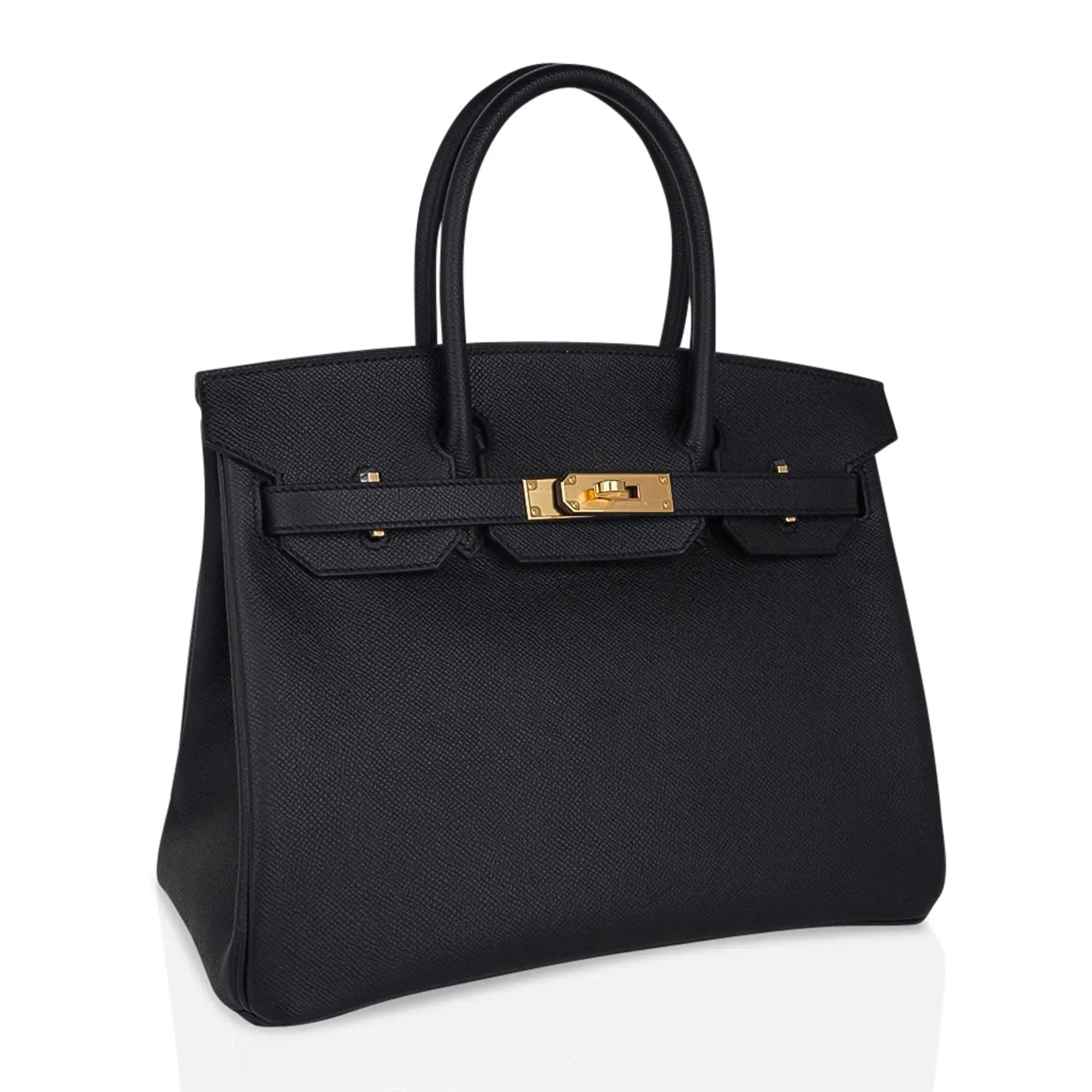 👜Birkin 30 Bag Black Gold Hardware Epsom Leather New w/ Box