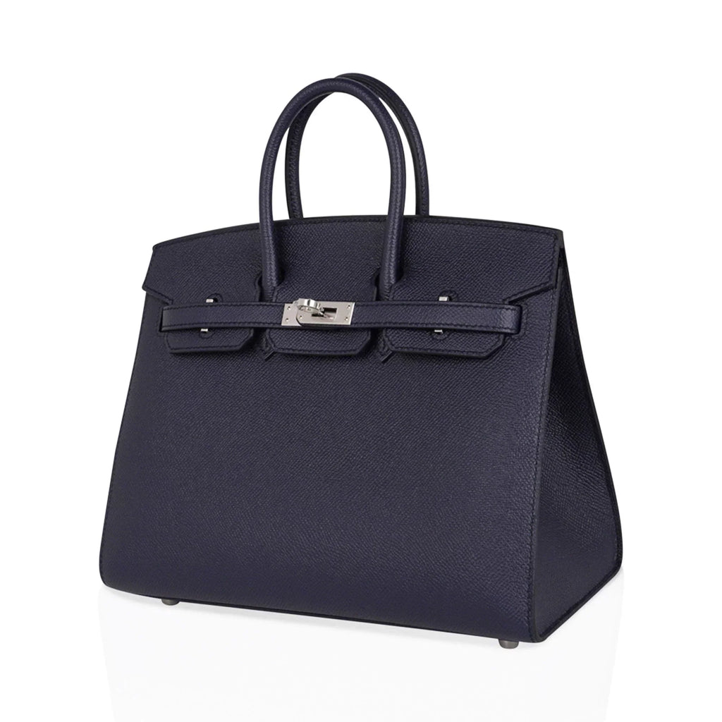 👜Birkin Sellier 25 Bag Blue Indigo Epsom Leather with Palladium Hardware