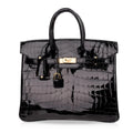 👜Birkin 25 Bag Black Crocodile Lisse Gold Hardware