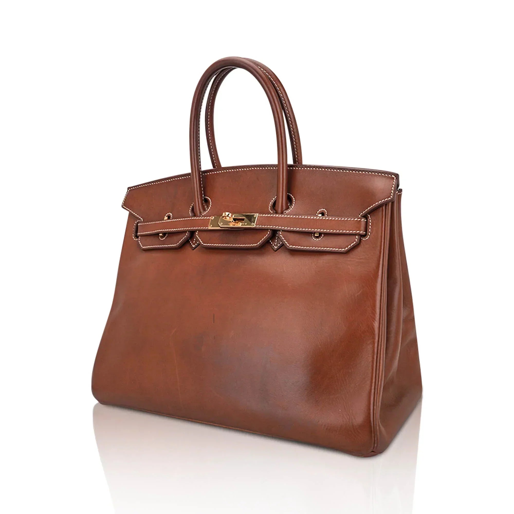 👜Vintage Limited Edition Birkin 35 Bag Fauve Barenia Leather with Gold Hardware