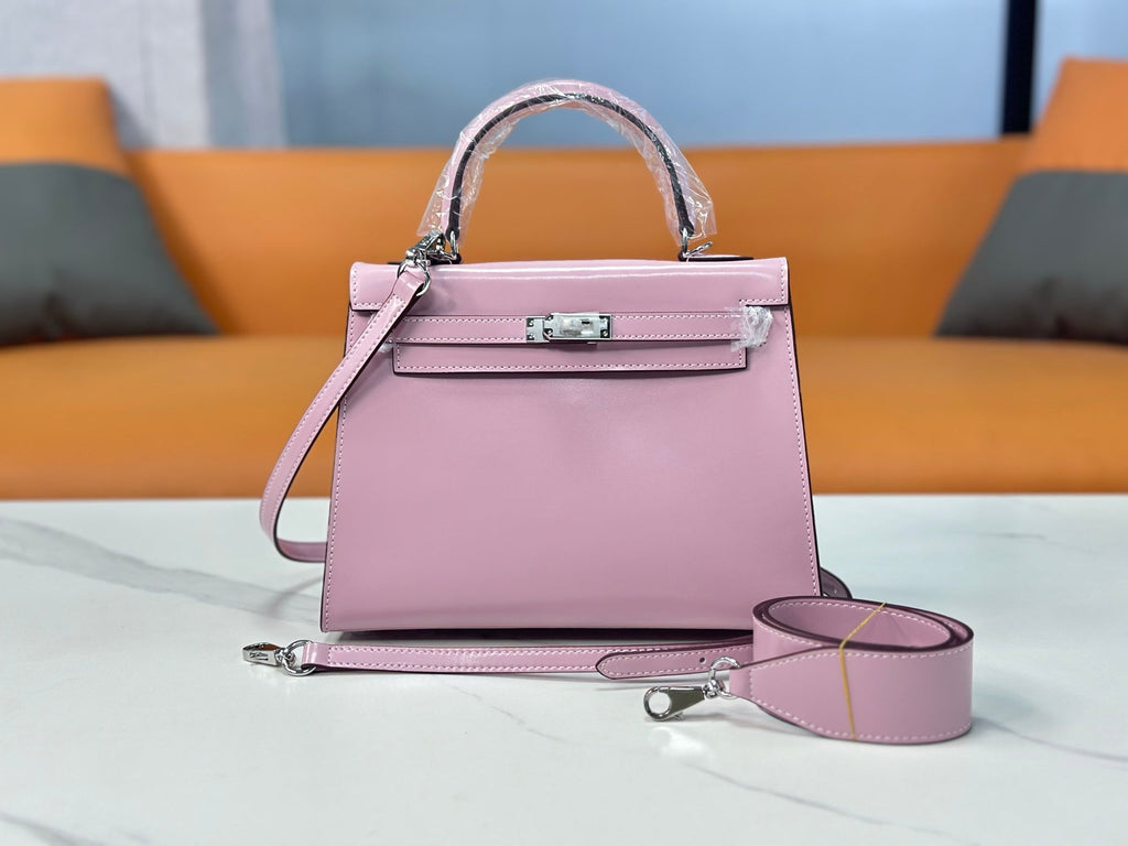 Kelly Sellier 19cm & 22cm & 25cm Rose Sakura Box Calf Leather Gold Hardware & Palladium Hardware Women Handbag