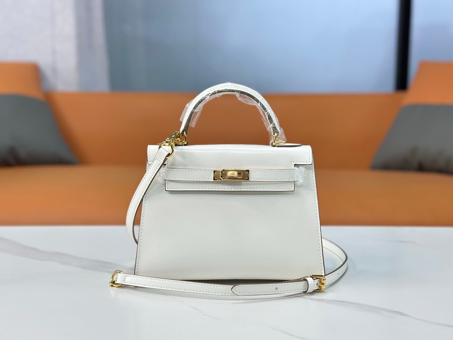 Kelly Sellier 19cm & 22cm & 25cm Craie Box Calf Leather Gold Hardware & Palladium Hardware Women Handbag