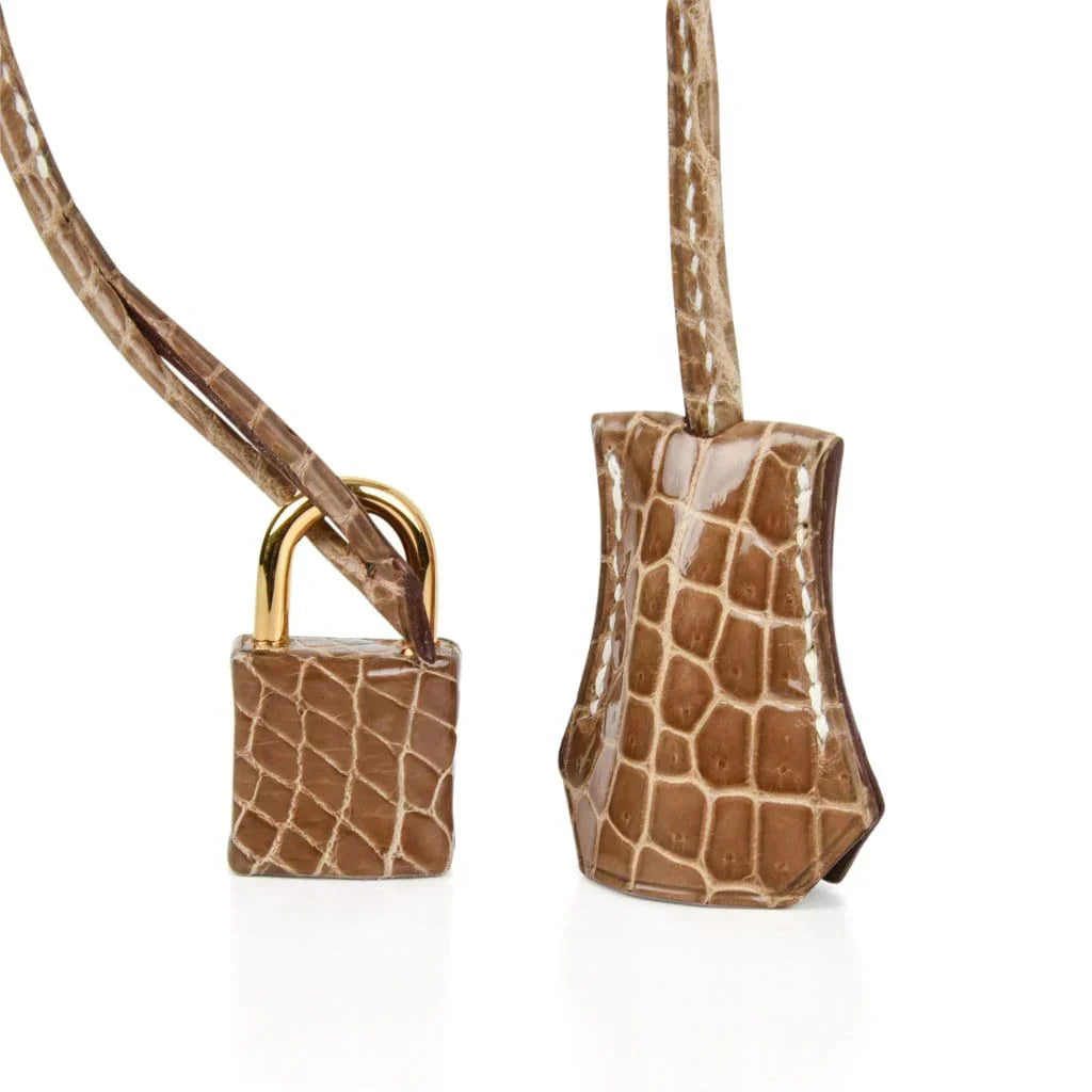 👜Birkin 35 Bag Ficelle Porosus Crocodile Gold Hardware