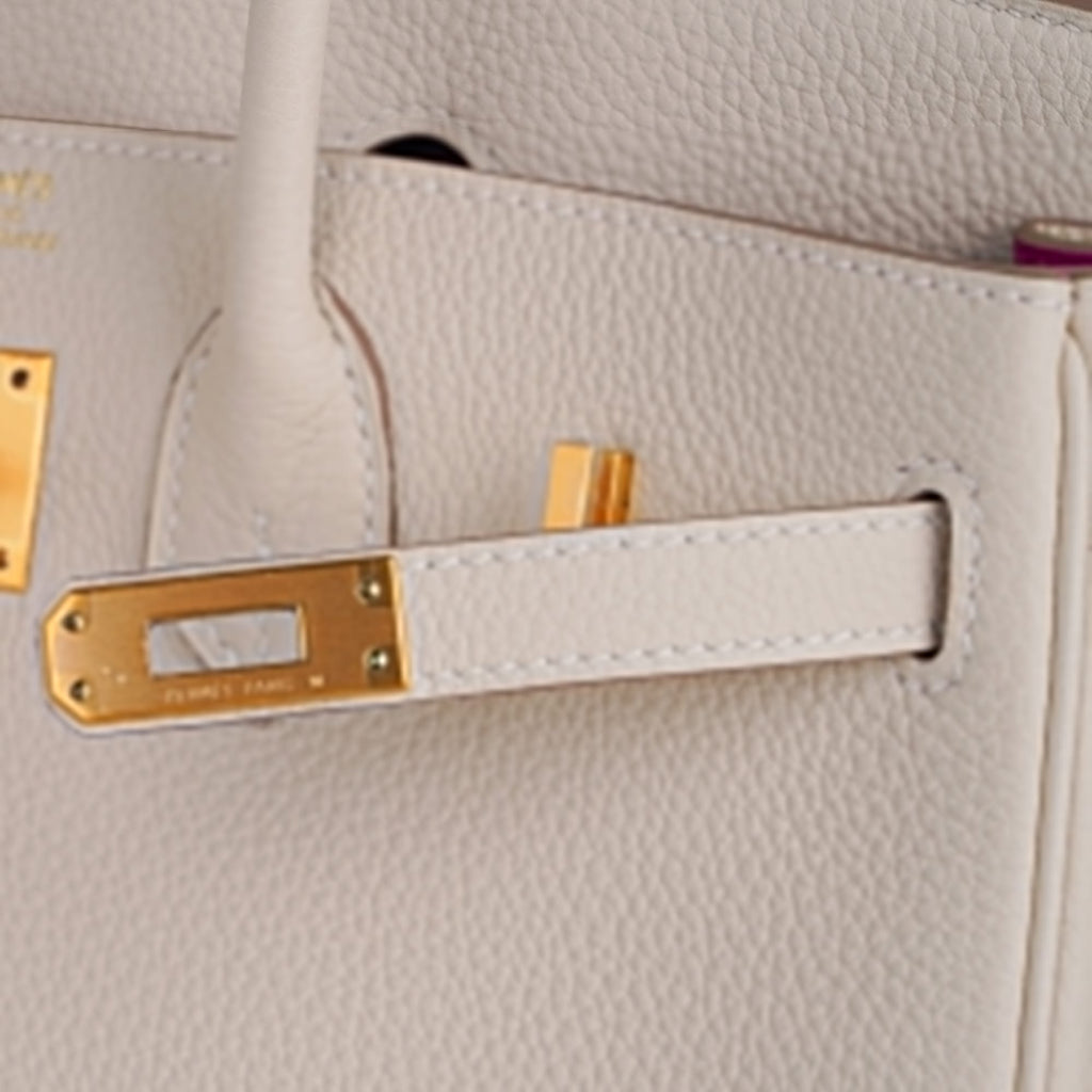 👜Birkin HSS 25 Bag Beton w/ Pink Rose Pourpre Brushed Gold Hardware Togo