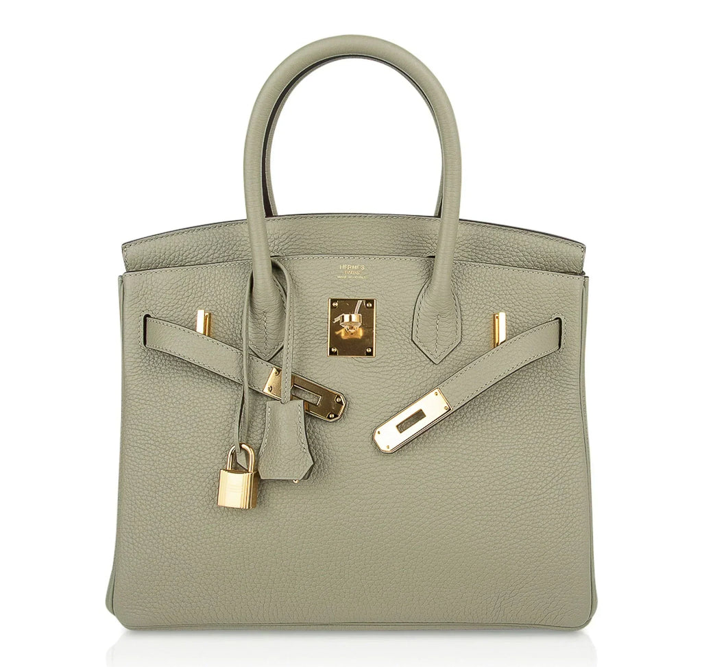 👜Birkin 30 Bag Sage (Sauge) Clemence Leather Gold Hardware
