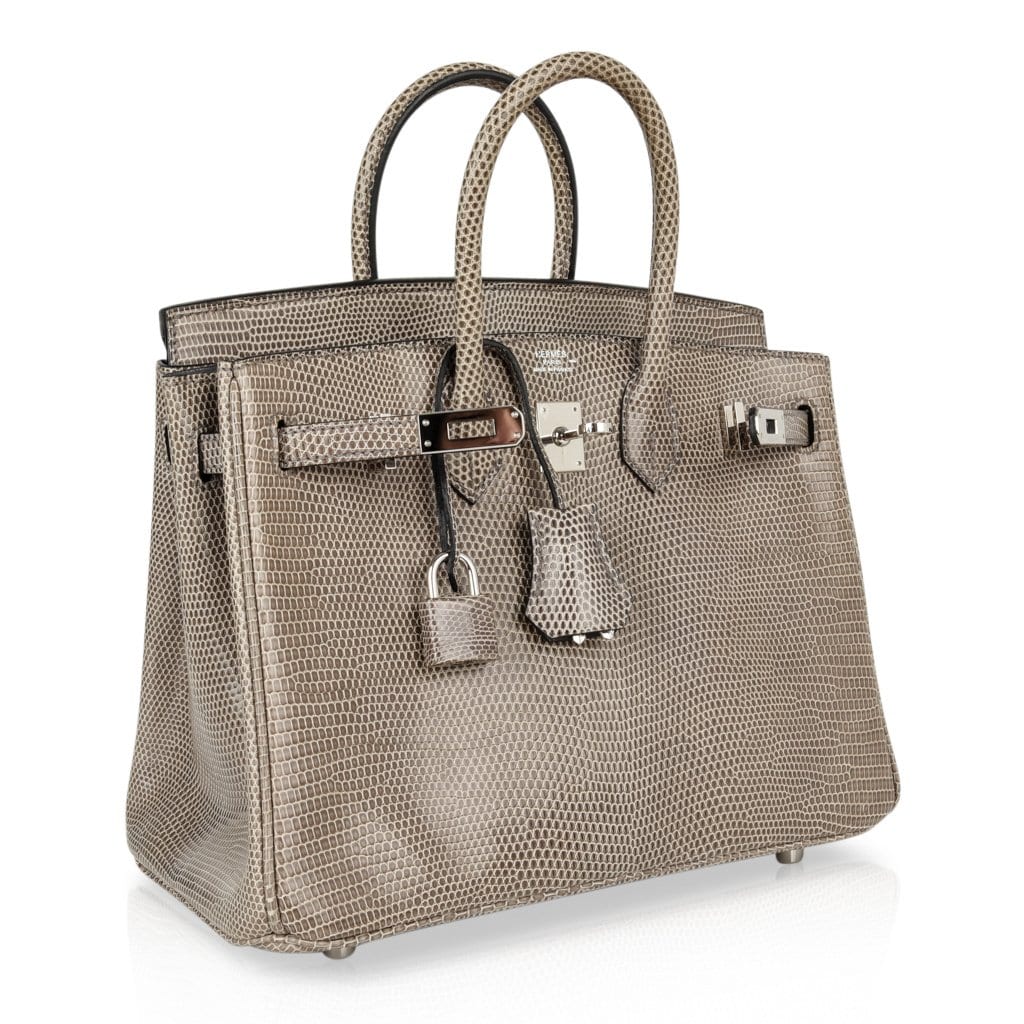 👜Birkin 25 Bag Gris Agate Lizard Palladium Hardware VERY Rare