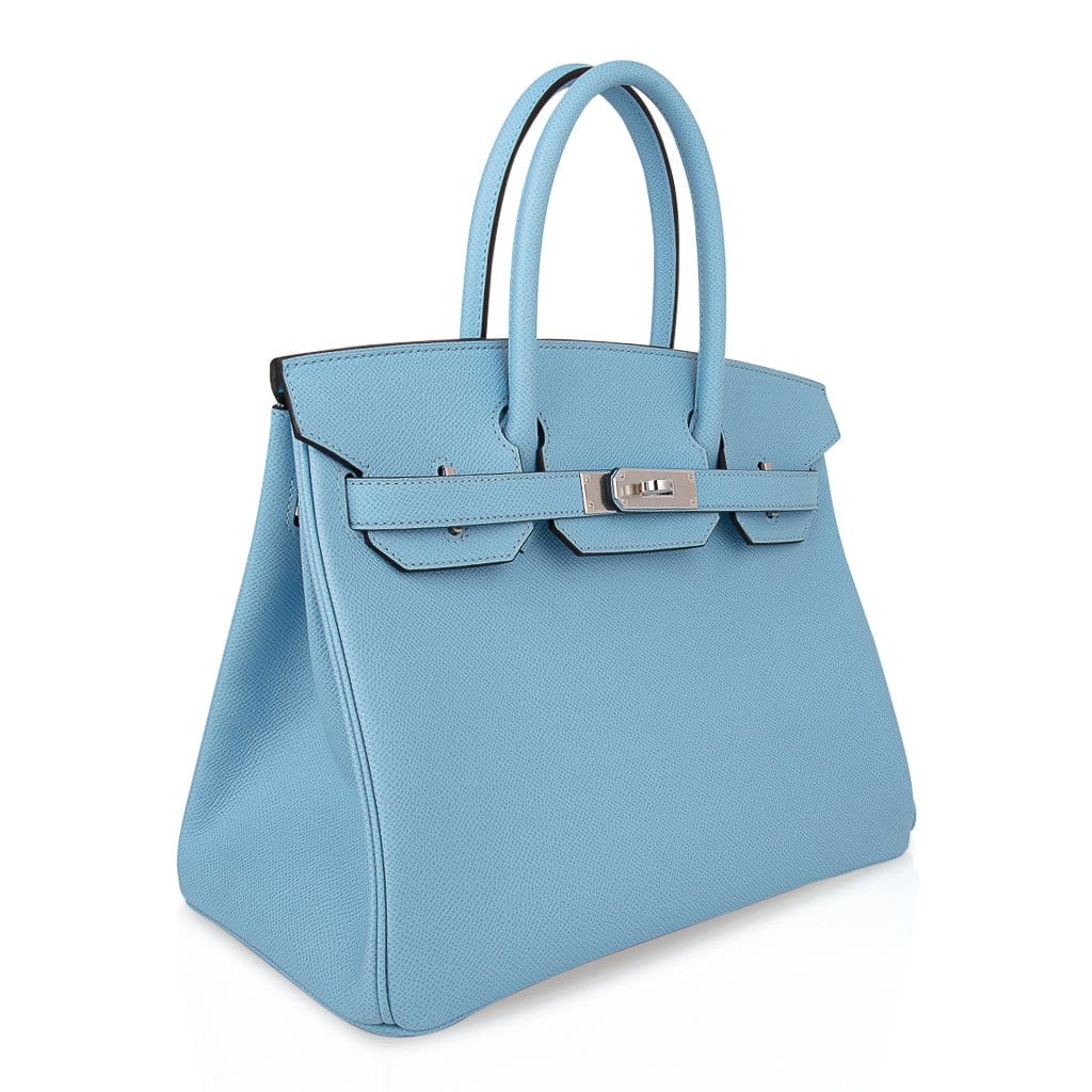 👜Birkin 30 Bag Blue Celeste Epsom Palladium Hardware New