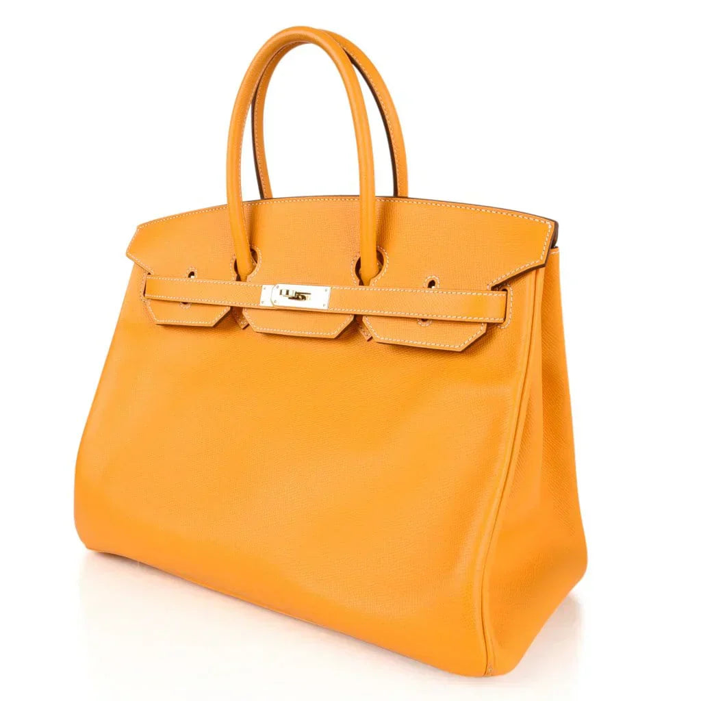 👜Birkin 35 Bag Yellow Jaune D’Or Candy Limited Edition Epsom Permabrass