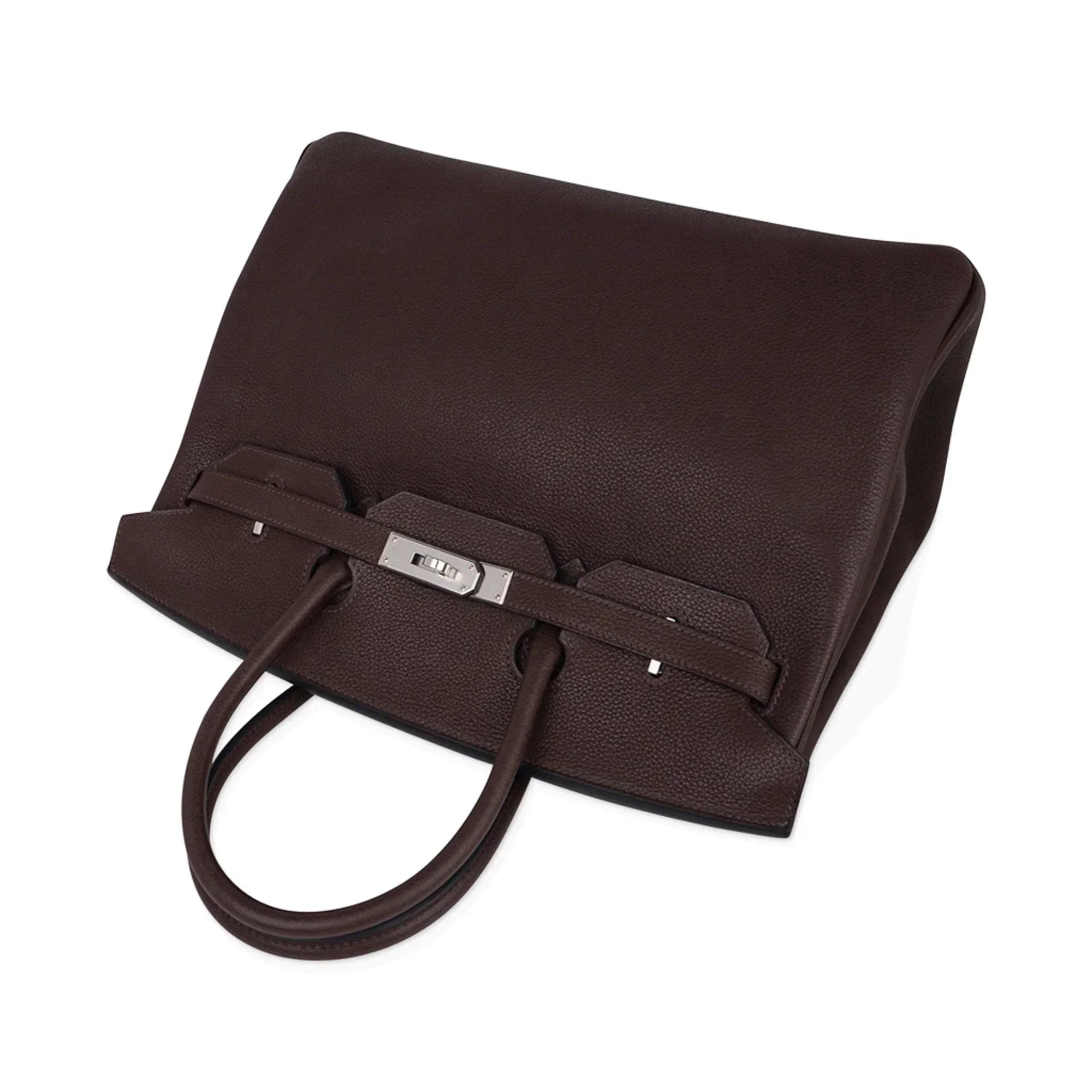👜Birkin 35 Bag Ebene Barenia Faubourg Leather with Palladium Hardware