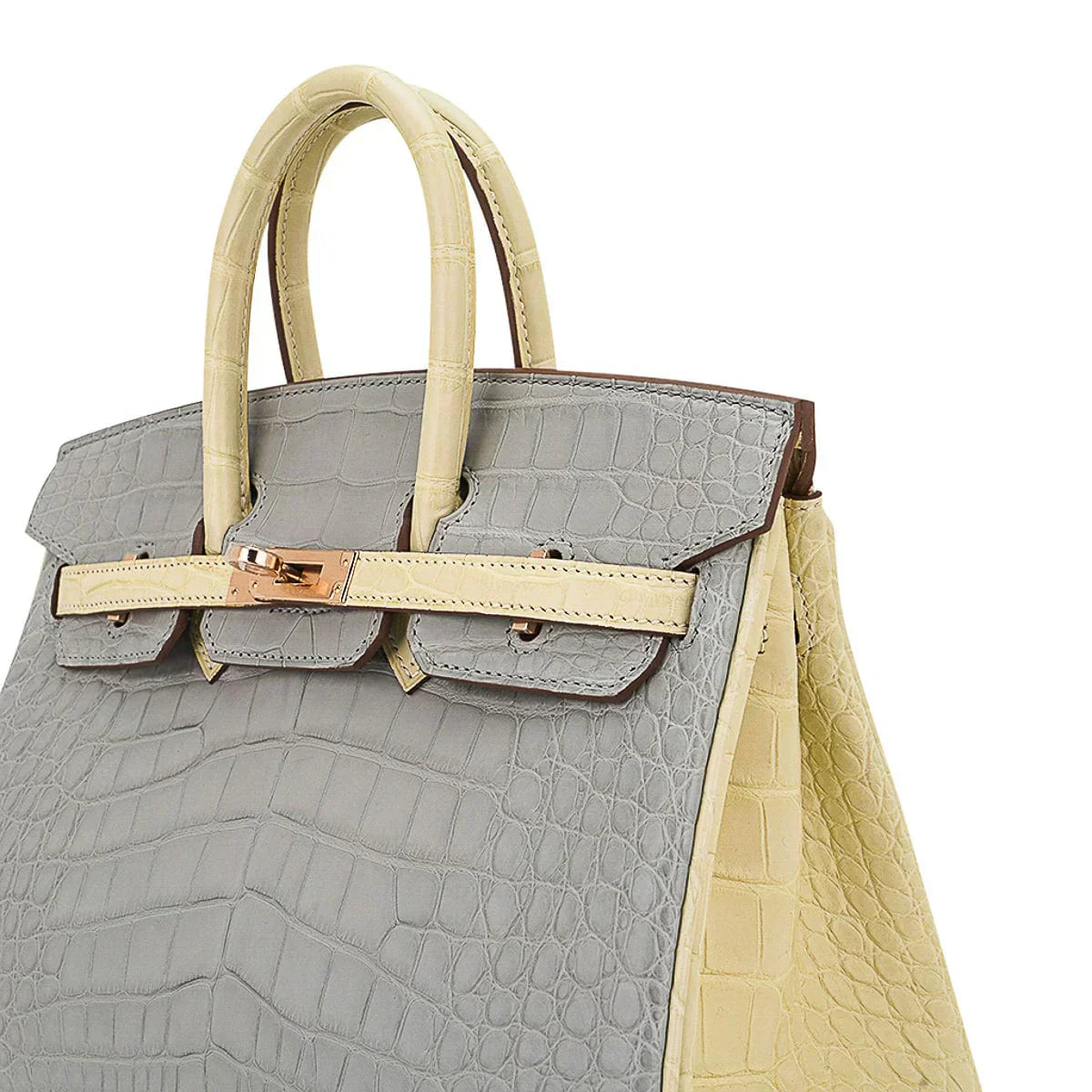 👜Special Order HSS Birkin 25 Bag Gris Perle & Vanille Matte Alligator with Rose Gold Hardware