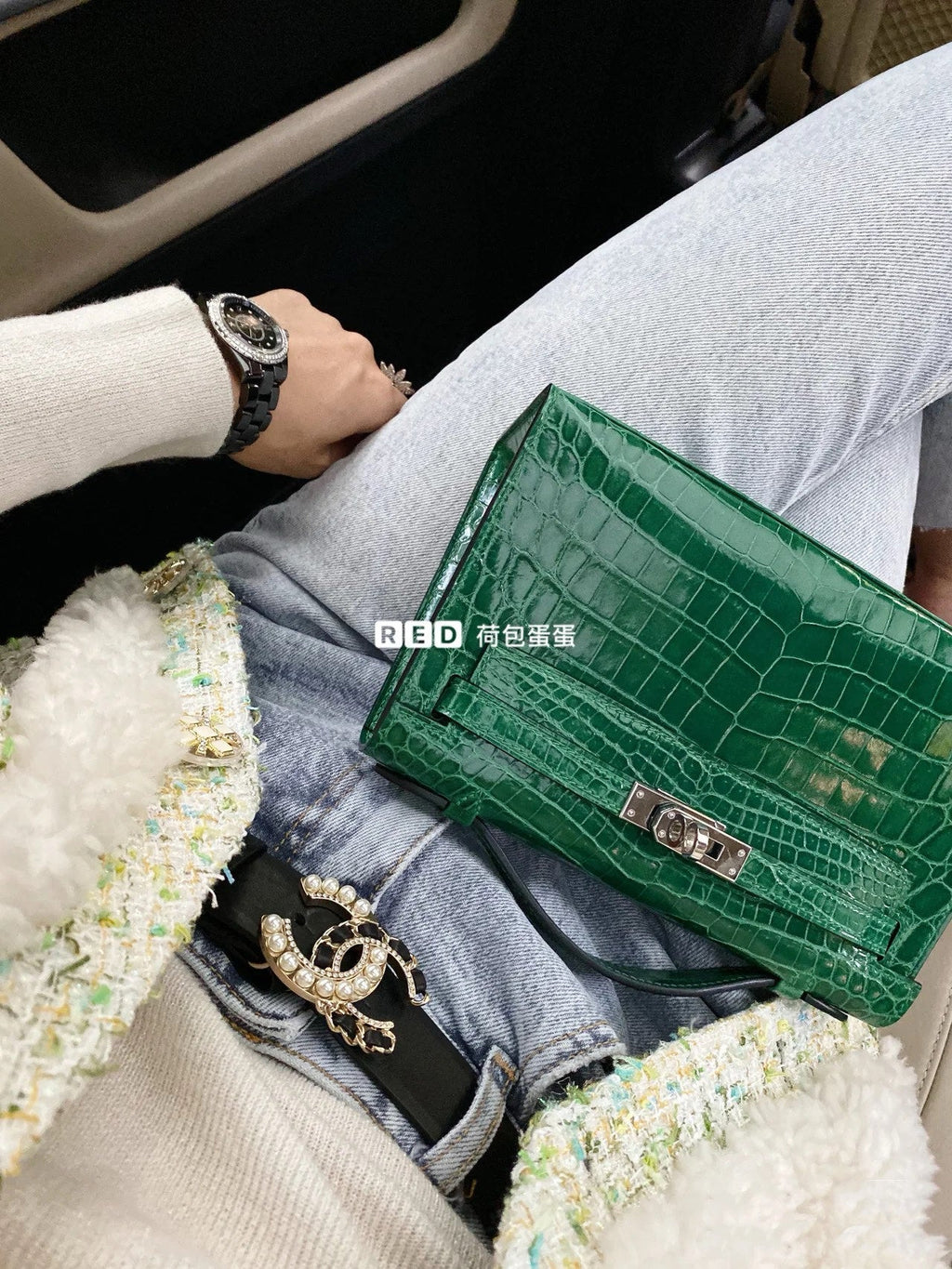 Kelly Pochette Vert Emeraude Shiny Niloticus Crocodile Leather Palladium Hardware Women Clutch Bag