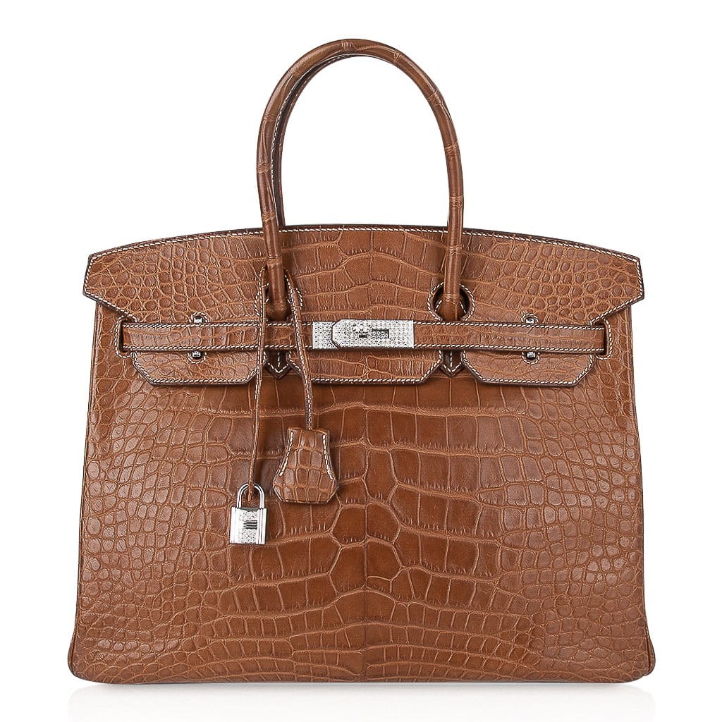 👜Diamond Birkin 35 Bag Fauve Barenia Matte Alligator Rare
