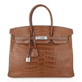 👜Diamond Birkin 35 Bag Fauve Barenia Matte Alligator Rare