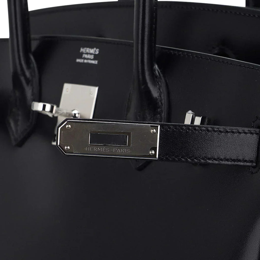 👜Birkin 30 Black Box Leather Bag Palladium Hardware