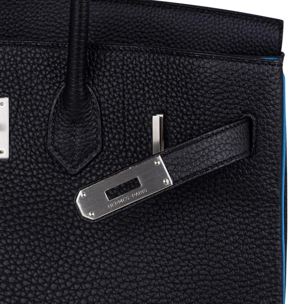 👜Special Order HSS Birkin 35 Bag Black Turquoise Togo Leather with Brushed Palladium Hardware