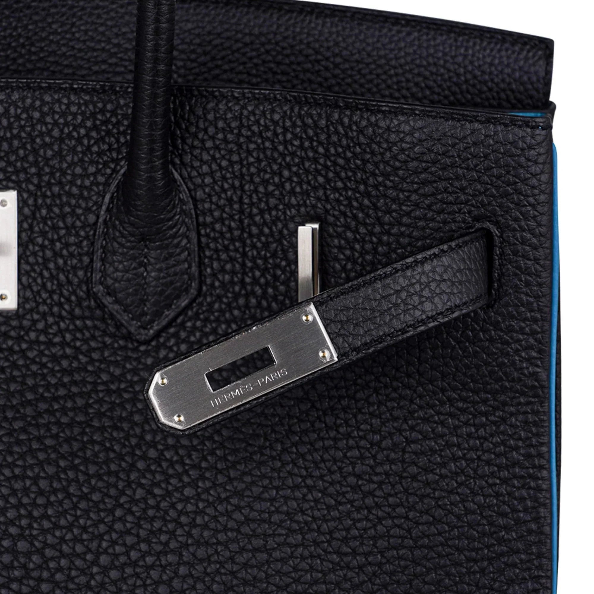 👜Special Order HSS Birkin 35 Bag Black Turquoise Togo Leather with Brushed Palladium Hardware