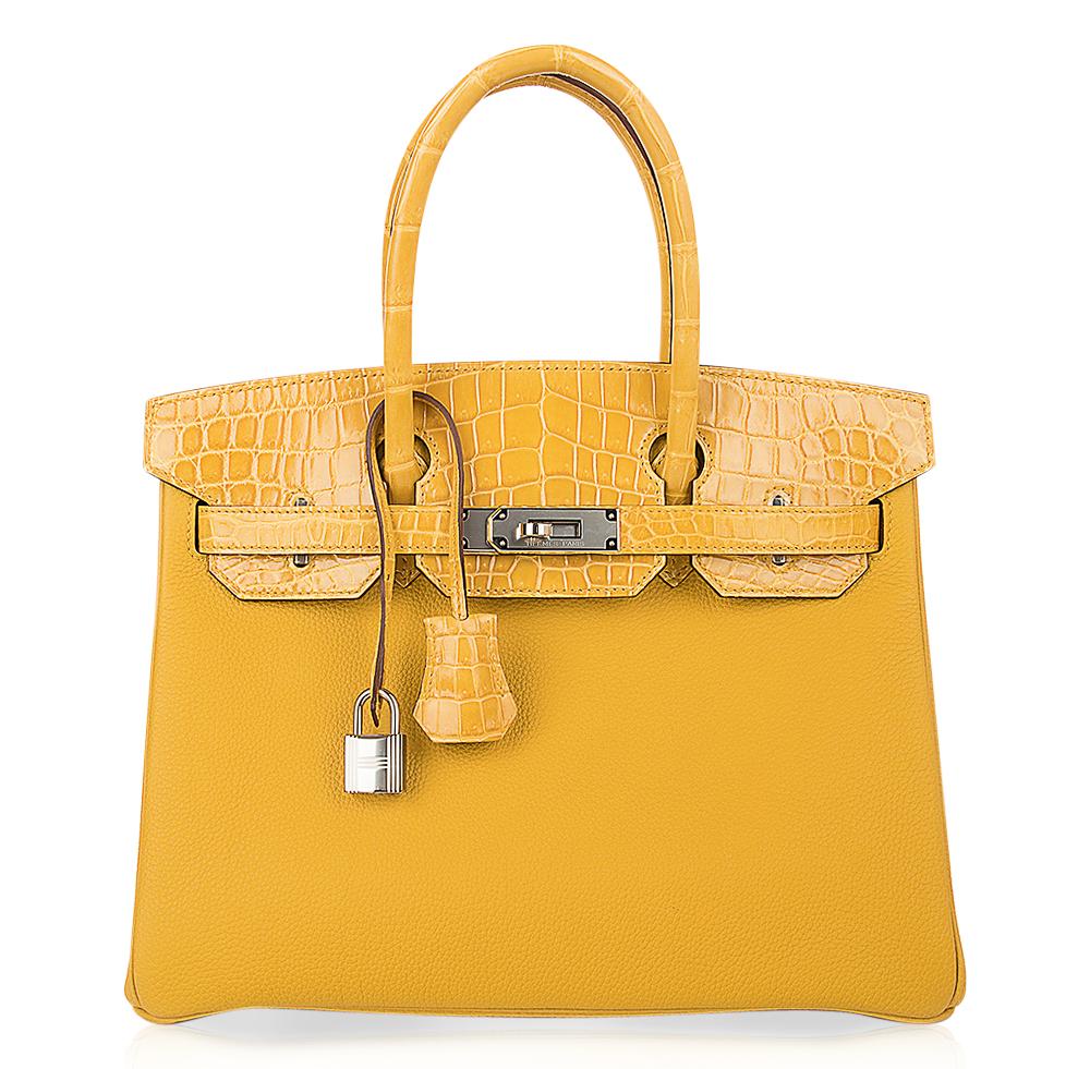 👜Birkin Touch 30 Bag Jaune Ambre Crocodile / Togo Limited Edition