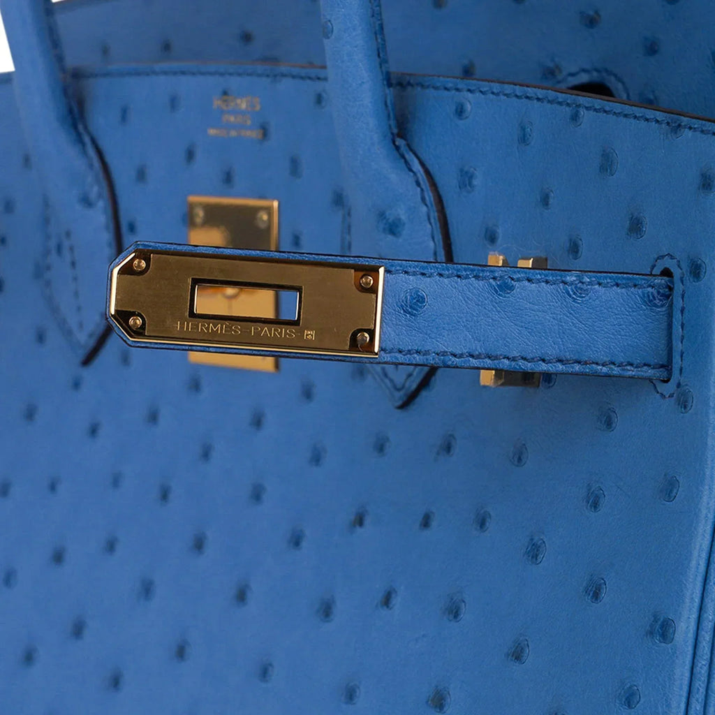 👜Birkin 30 Bag Bleu Mykonos Ostrich with Gold Hardware