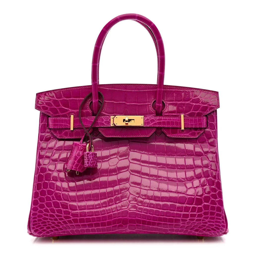 👜Birkin 30 Rose Pourpre Shiny Niloticus Crocodile Gold Hardware