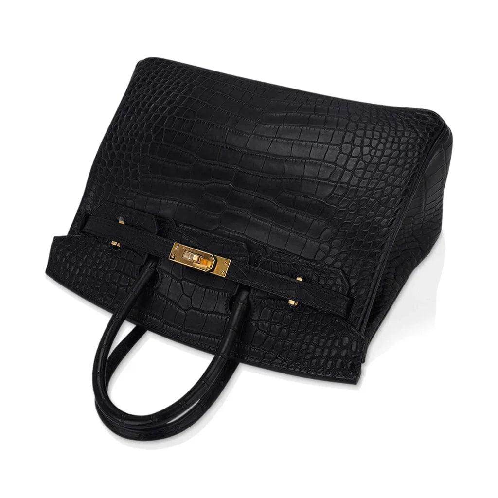 👜Birkin 25 Bag Black Matte Alligator with Gold Hardware