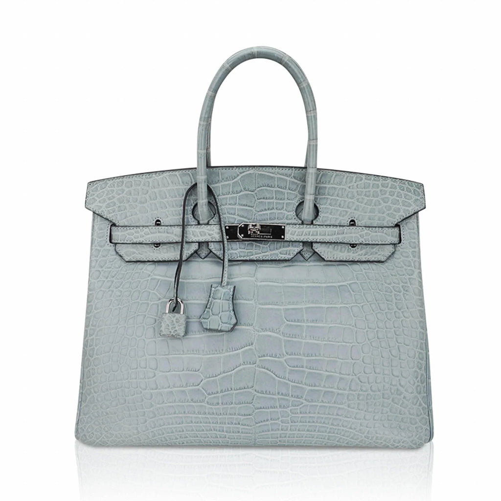 👜Limited Edition Birkin 35 Bag Ciel Matte Alligator with Palladium Hardware