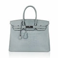 👜Limited Edition Birkin 35 Bag Ciel Matte Alligator with Palladium Hardware