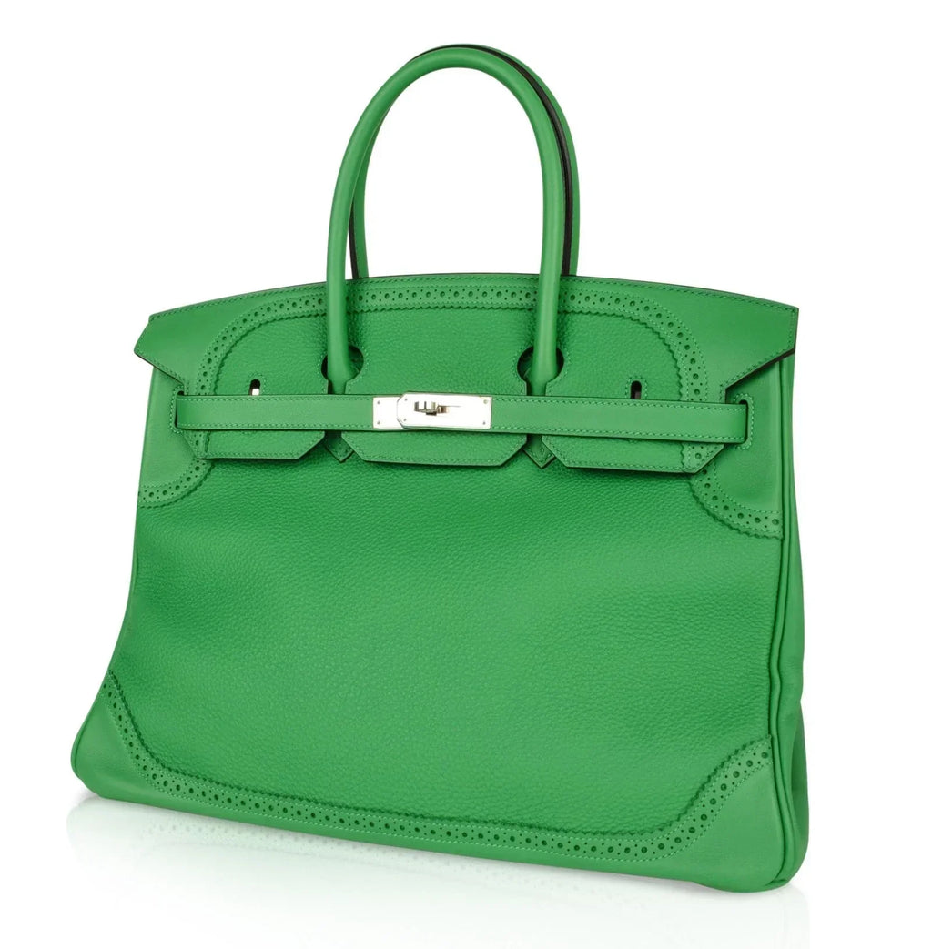 👜Birkin 35 Bag Ghillies Limited Edition Bamboo Palladium Hardware