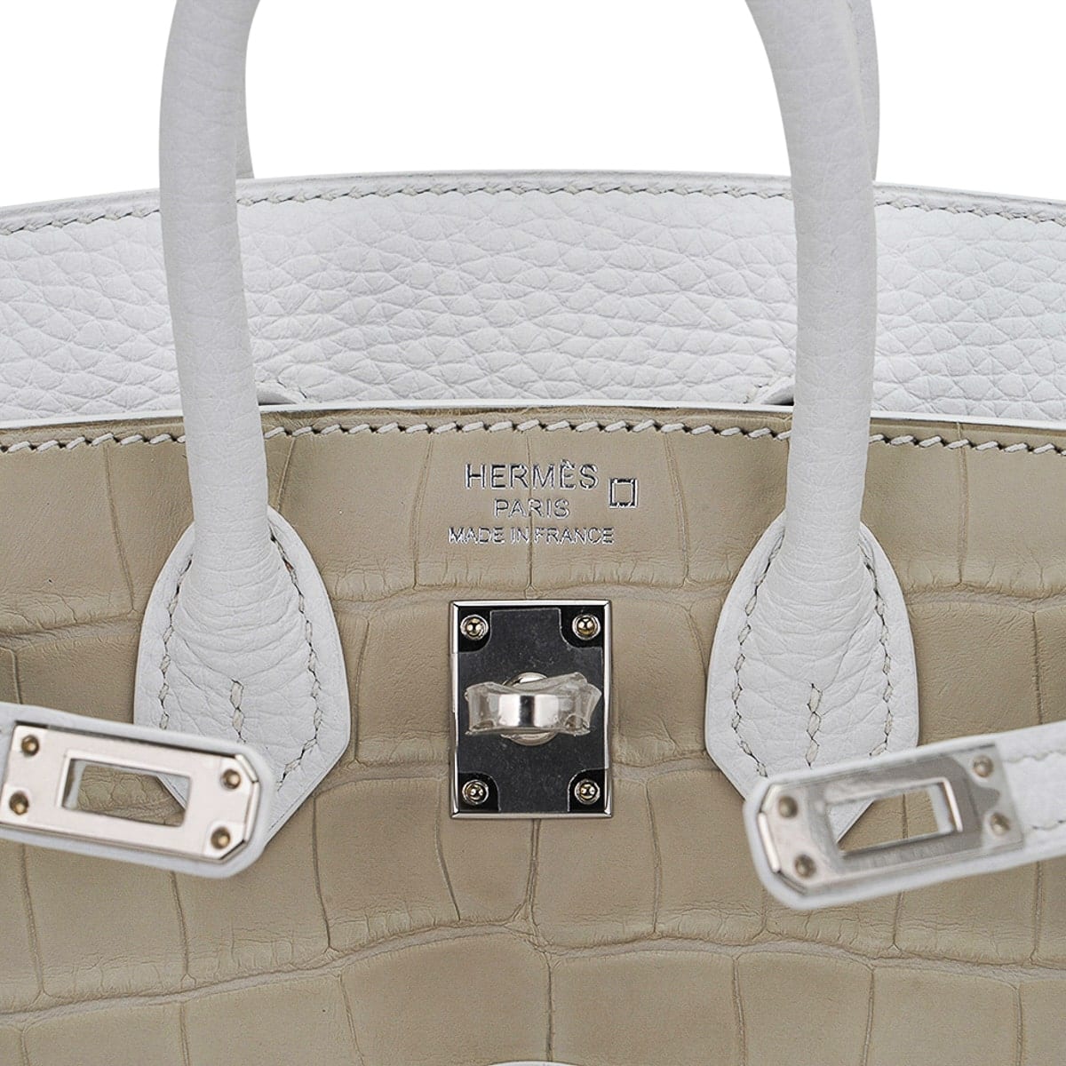 👜Limited Edition Birkin 20 Faubourg Sellier Bag Neige (Snow) White Matte Alligator