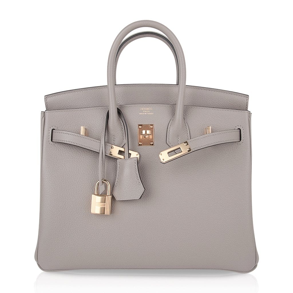 👜Birkin 25 Bag Gris Asphalte Novillo Leather Gold Hardware