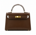Kelly Sellier 19cm & 22cm & 25cm Ebene Box Calf Leather Gold Hardware & Palladium Hardware Women Handbag
