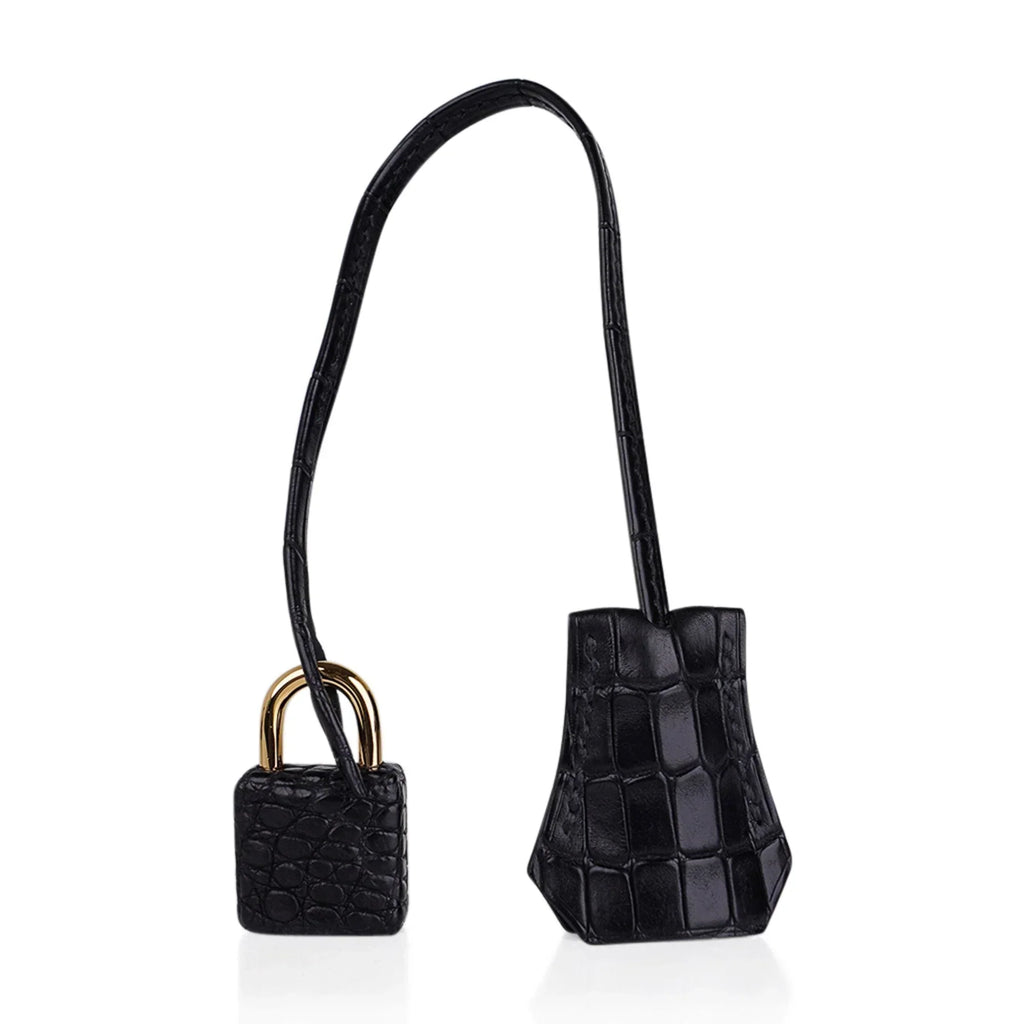 👜Birkin 30 Matte Alligator Black Bag Gold Hardware