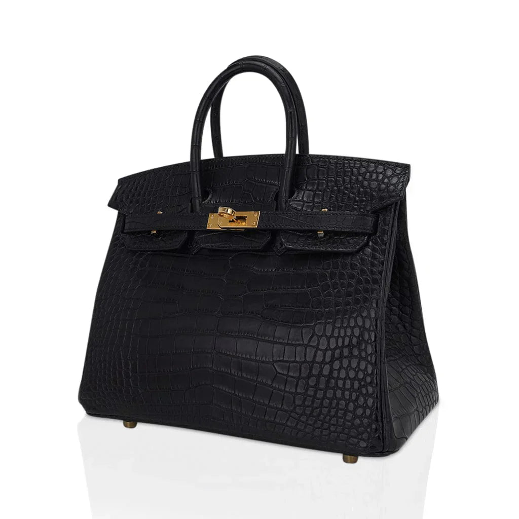 👜Birkin 25 Bag Black Matte Alligator with Gold Hardware