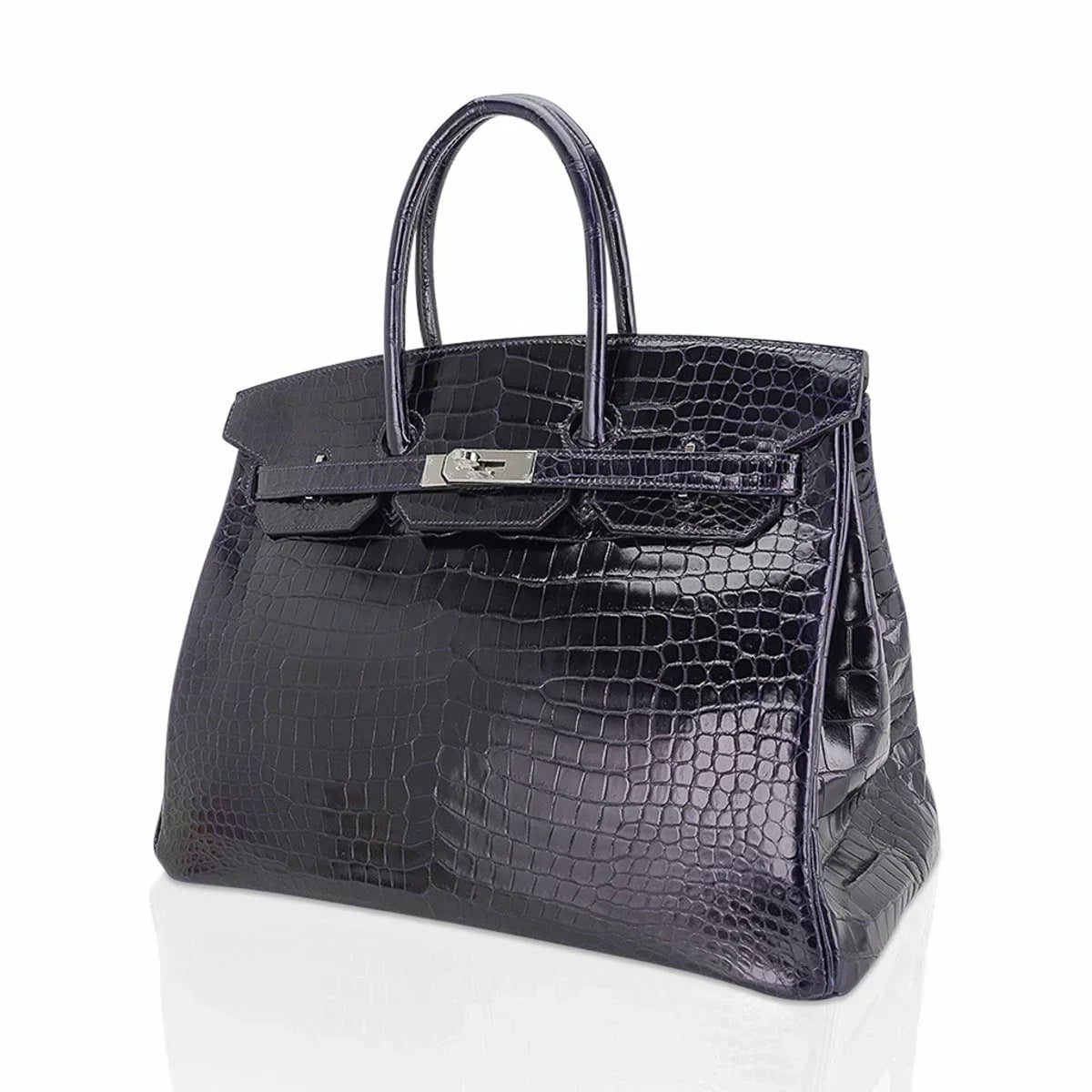 👜Birkin 35 Bag Blue Marine Porosus Crocodile with Palladium Hardware