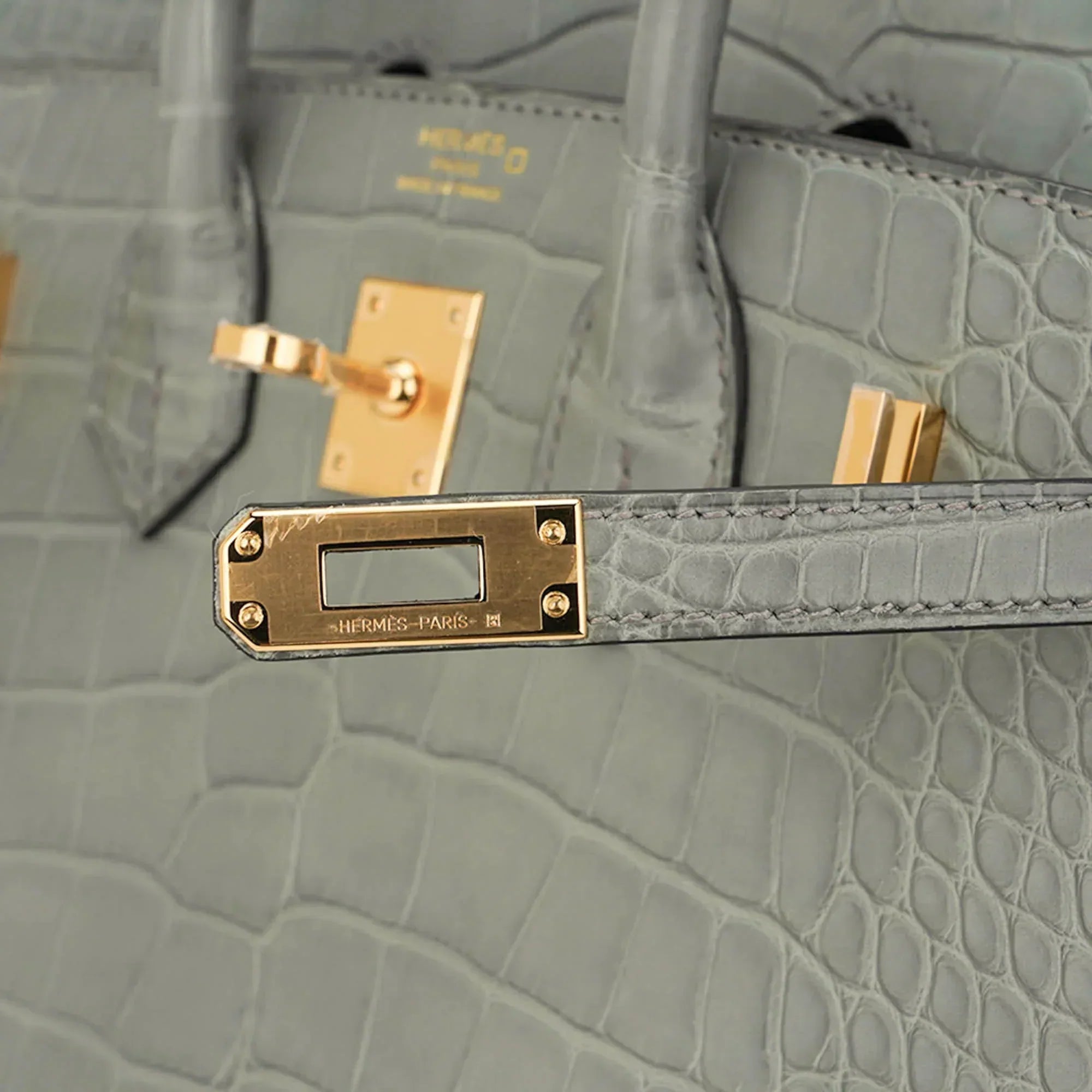 👜Birkin 25 Bag Gris Ciment Matte Alligator with Gold Hardware