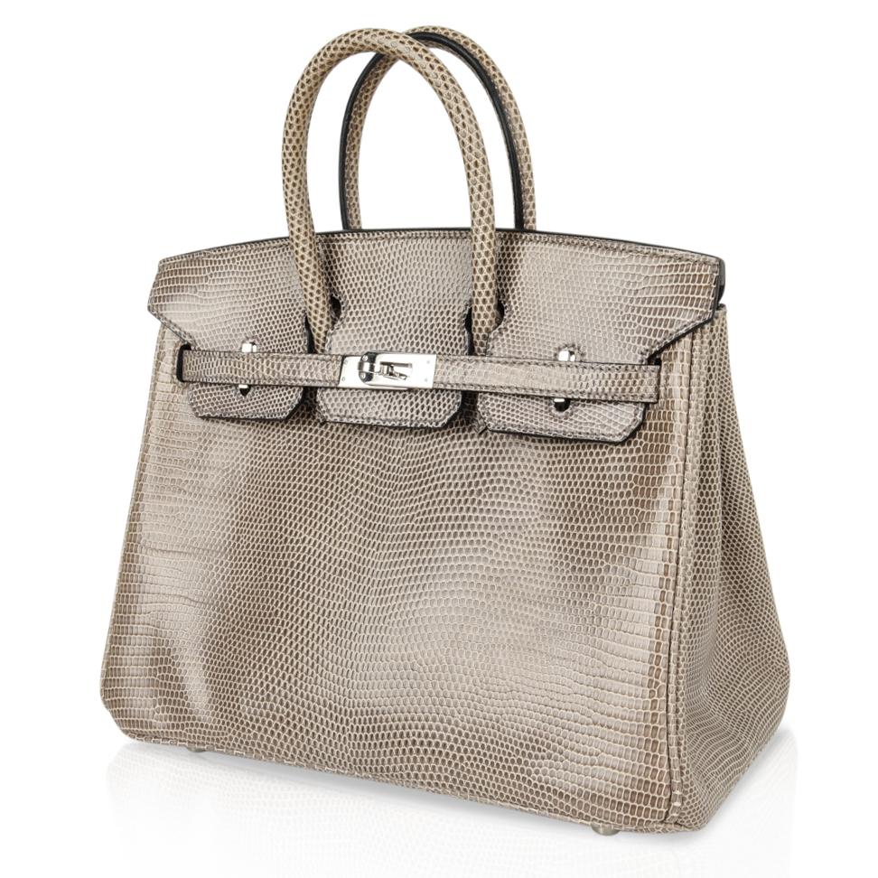 👜Birkin 25 Bag Gris Agate Lizard Palladium Hardware VERY Rare