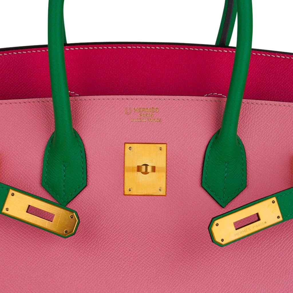 👜Birkin 35 HSS Bag Rose Confetti/Rose Tyrien/Bamboo Brushed Gold Hardware